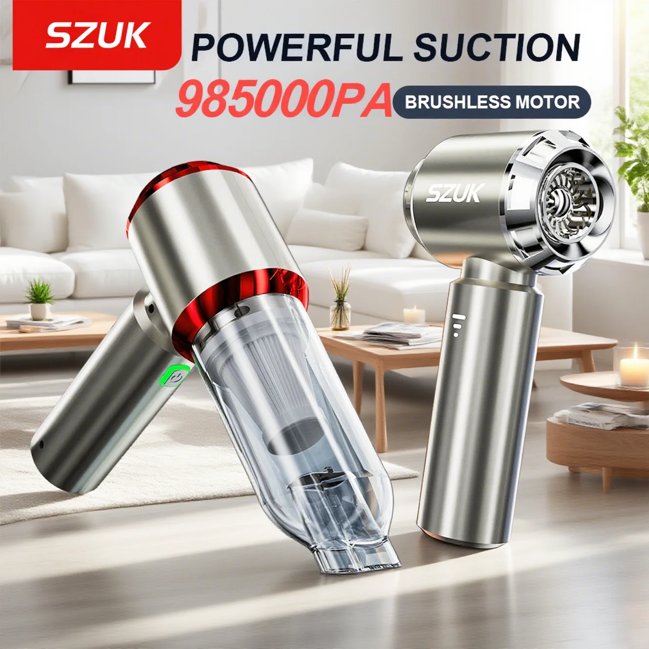 

SZUK Car Vacuum Cleaner 985000Pa Powerful Mini Vacuum Cleaner Cleaning Machine Strong Suction Portable Handheld Wireless Cleaner