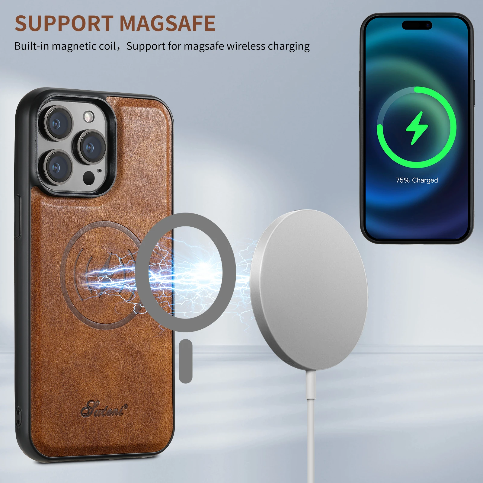 Luxury Magnetic Card Holder Leather 2 in 1 Phone Case For iPhone 16 15 14 13 12 Pro Max Samsung S24 Ultra Plus Detachable Cover