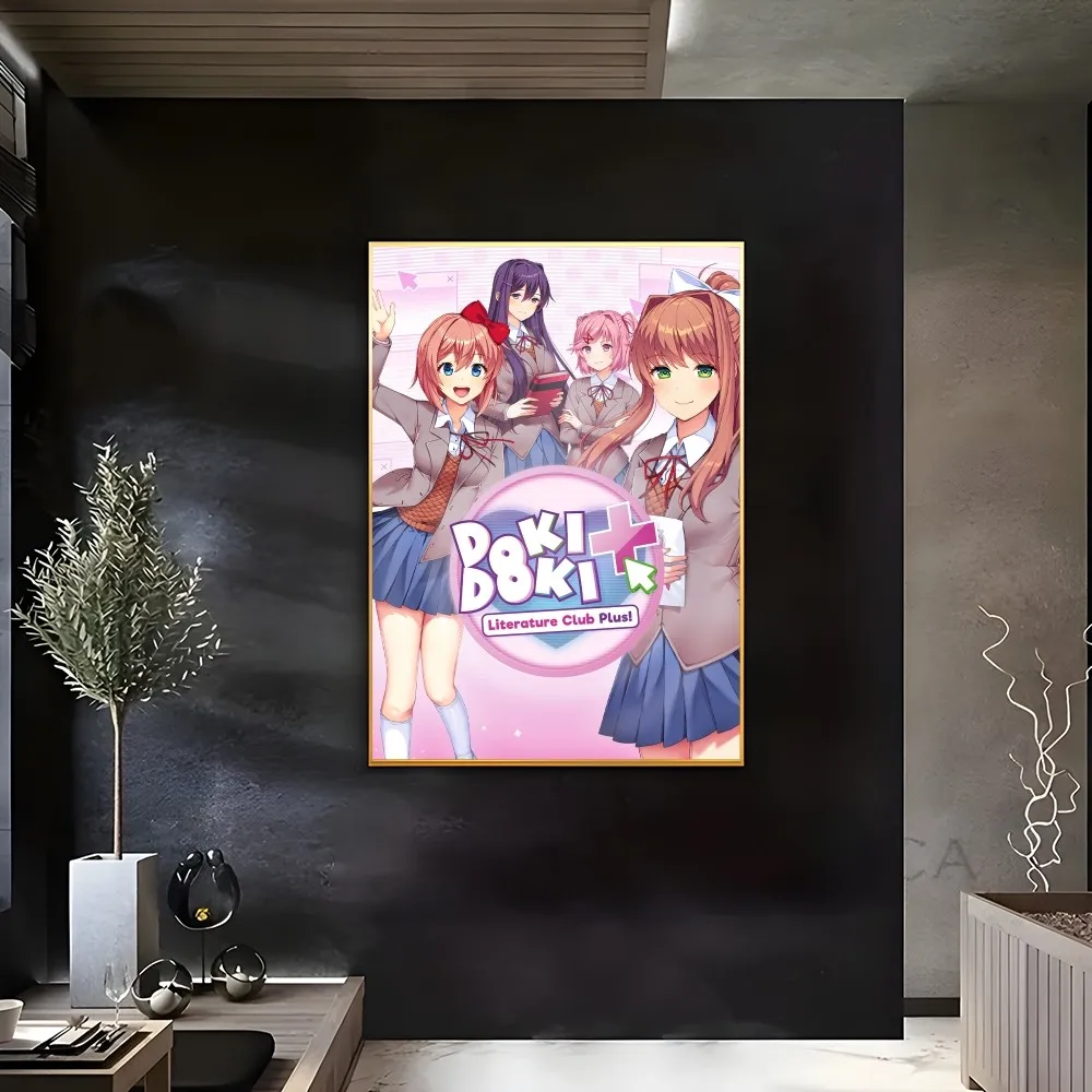 Game Doki D-Doki L-Literatuare Club Anime Poster Sticky Wall Art Printing Waterproof Home Living Bed Room Bar Aesthetic Decor