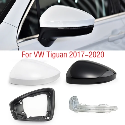 Para VW Tiguan 2017 2018 2019 2020 cubierta de espejo lateral de puerta de ala de coche tapa marco de espejo retrovisor lente de cristal luz de señal de giro