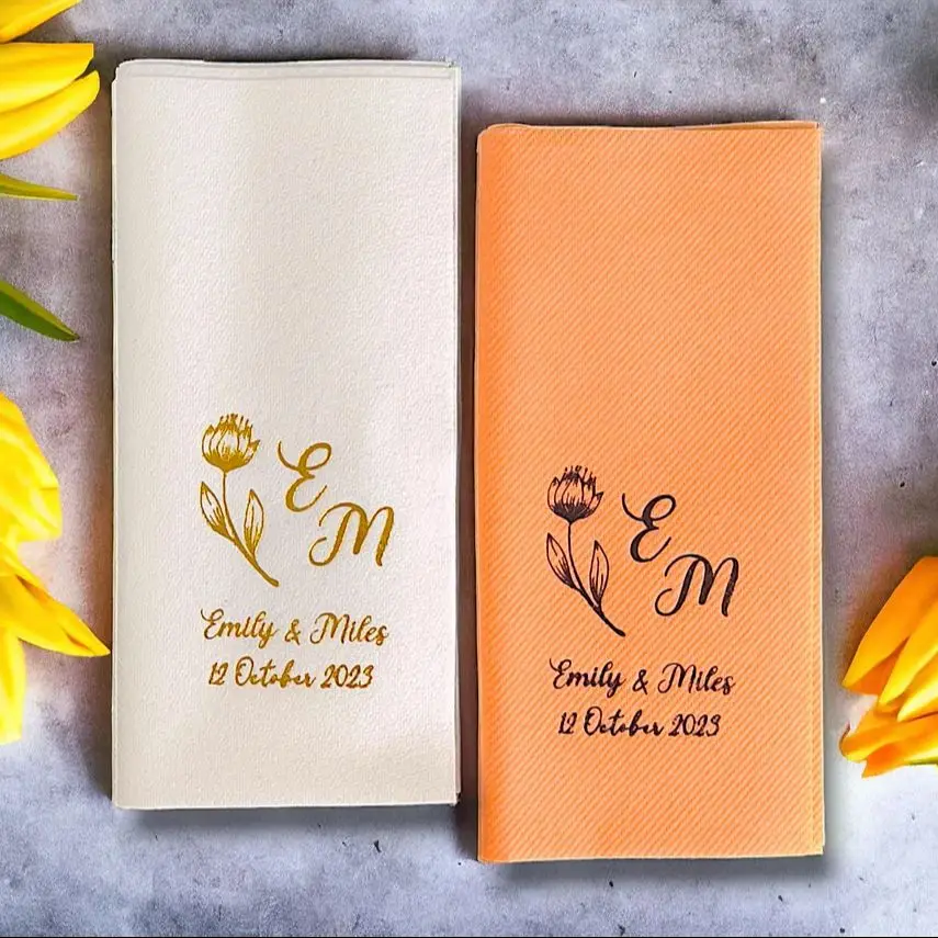 

Personalized any language name color logo Rustic napkins Customized Wedding birthday party Baby shower Paper napkins