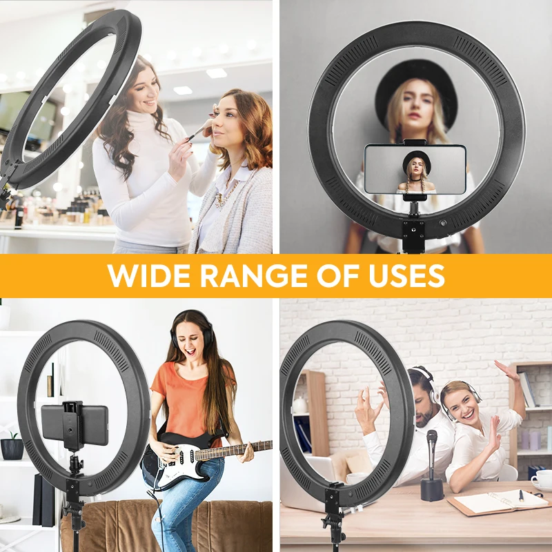 19-Inch Ring Light With Stand, 3 Color Modes 60w Led Ringlight Kit With Phone Holder,Handbag For Youtube Videos Camera Shooting