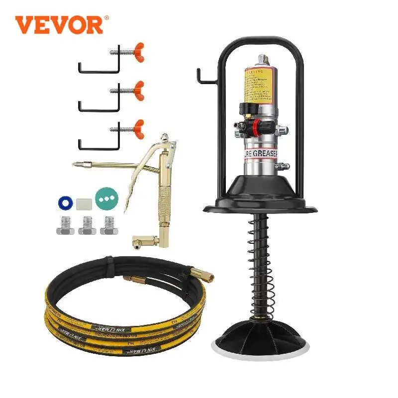 VEVOR Grease Pump 50:1 Pressure Ratio Air Operated with 13 ft High Hose Barrel Cap and Lubrication 360° Grease Gun Head for Cars