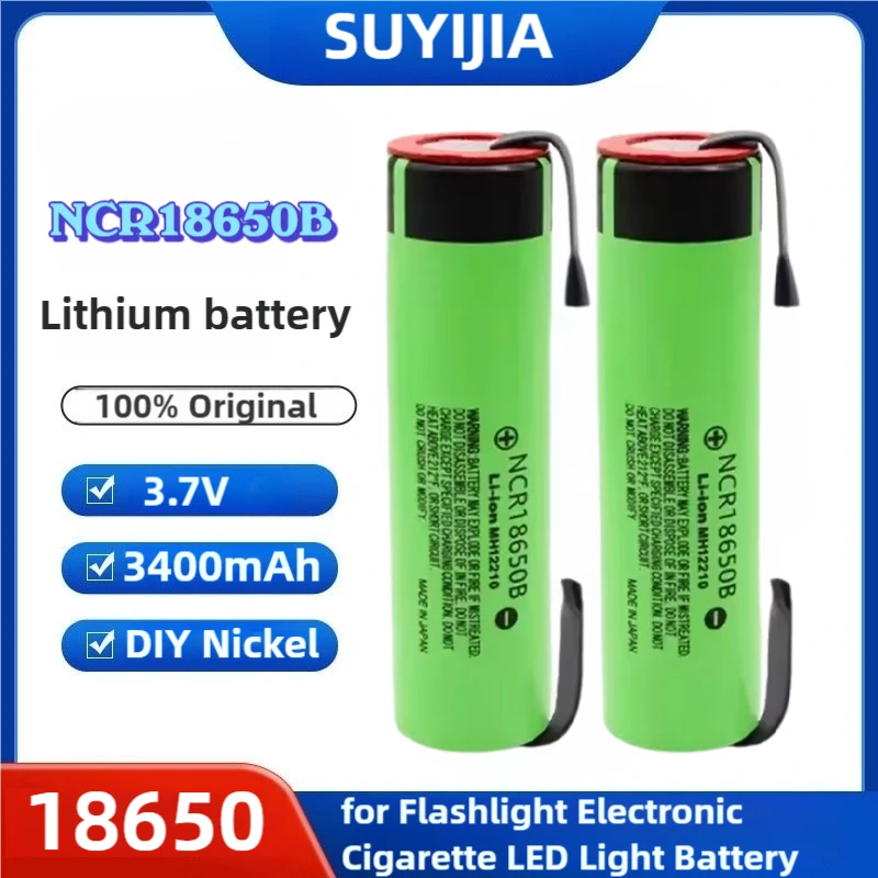 100% New Original 18650 Power Battery NCR18650B 3.7V 3400mah Lithium Rechargeable Welding Nickel Sheet Batteries DIY 12V 24V 36V