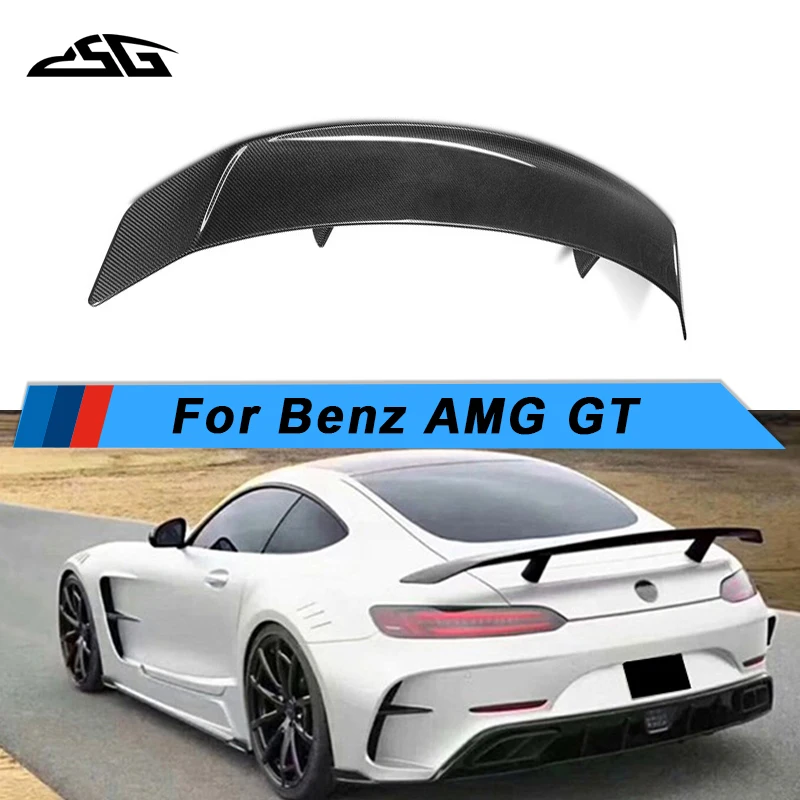 For Benz AMG GT Carbon Fiber Rear Trunk Lid Spoiler Extended Flap Rear Wing Tuning Upgrade Body kits