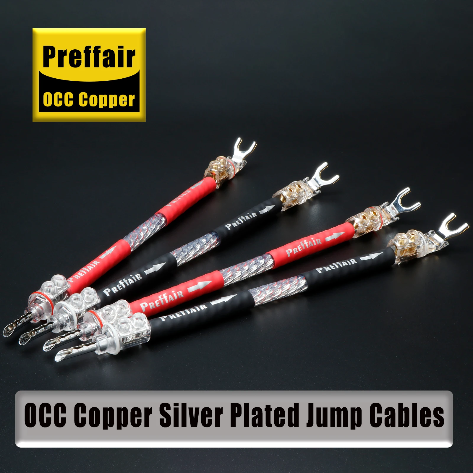 4 قطعة Preffair 7N OCC الفضة مطلي البلوز كابل الصوت فال جسر سلك كابل مكبر الصوت 10-30 سنتيمتر مع الموز/Y البستوني المقابس