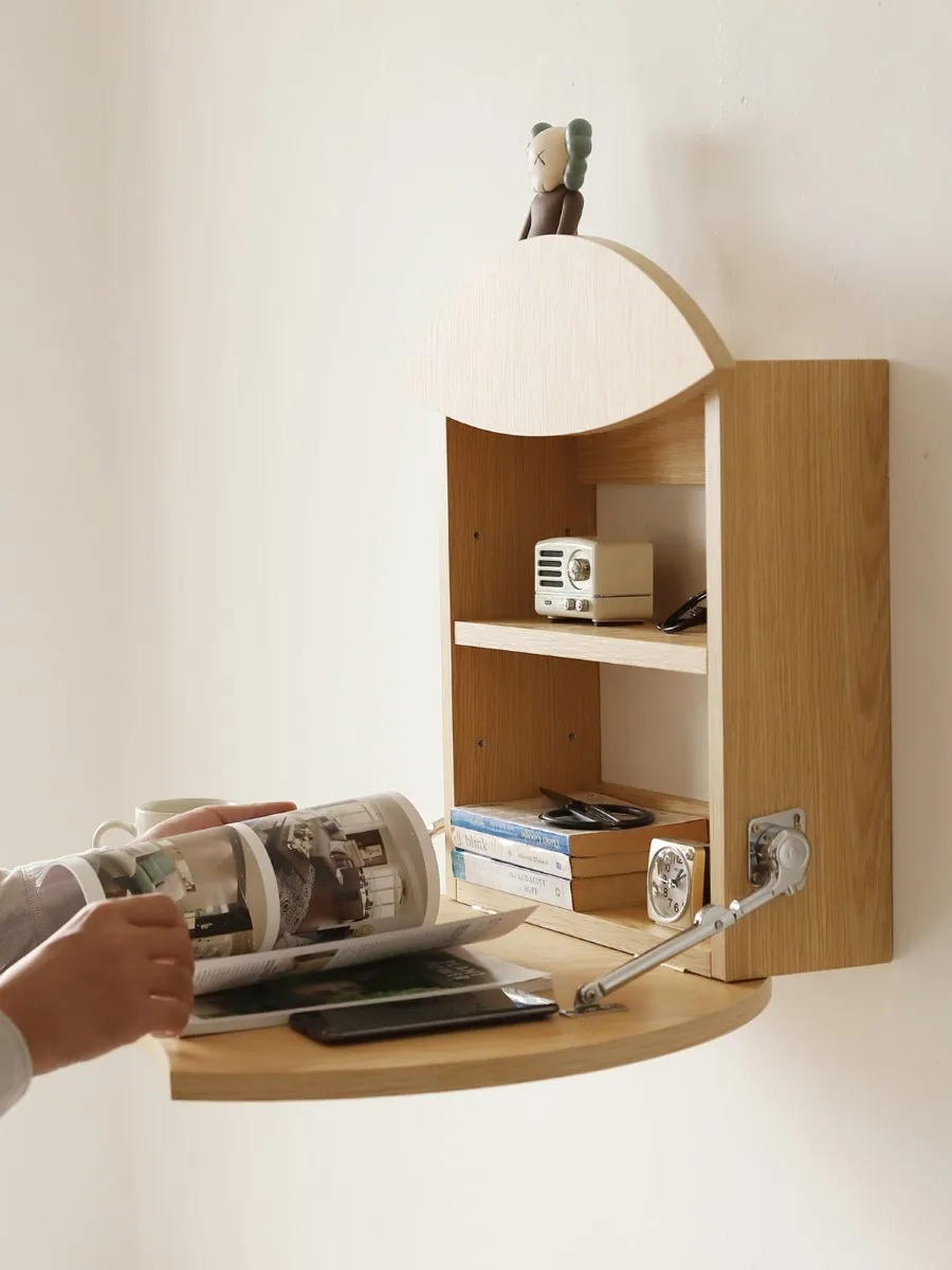 Wall-Mounted Invisible Foldable Desk Computer Desk Wooden Storage Makeup Table Study Table Small Apartment Desk