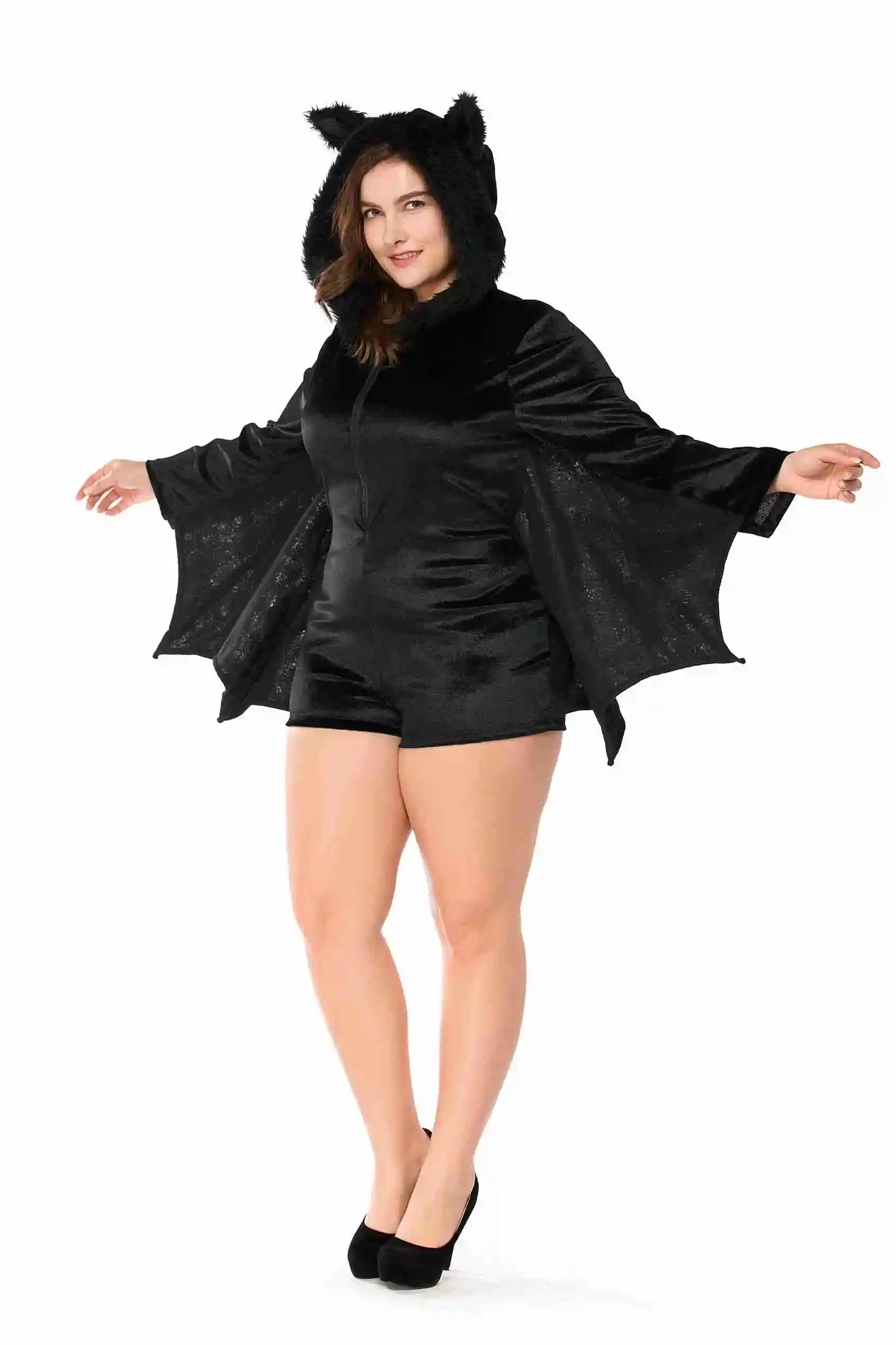 Cool Club Party Cape Shawl Todo en disfraz de Halloween para adultos de murciélago negro con sombrero