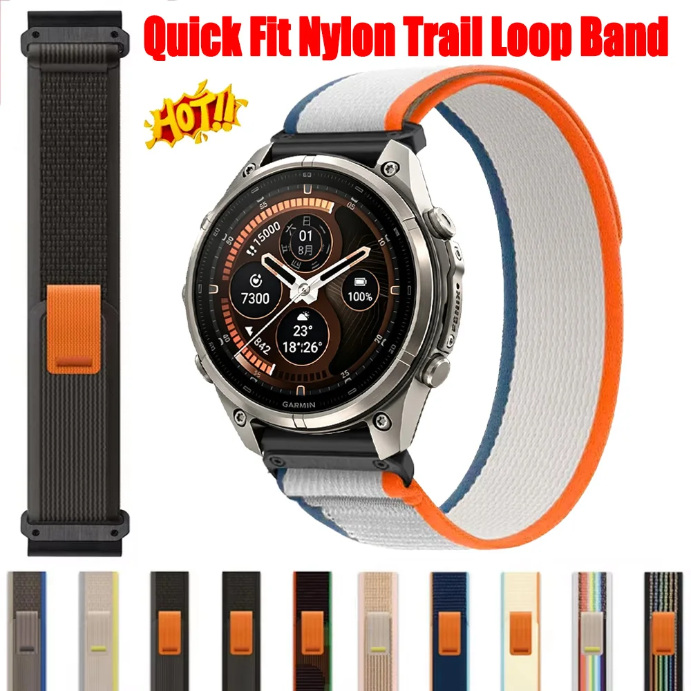 26/22/20mm Quick Fit Nylon Trail Loop Band For Garmin Fenix 9 9 Pro 51/47/43mm Wristband For Quatix 8/Tactix 8 51/47mm Accessory