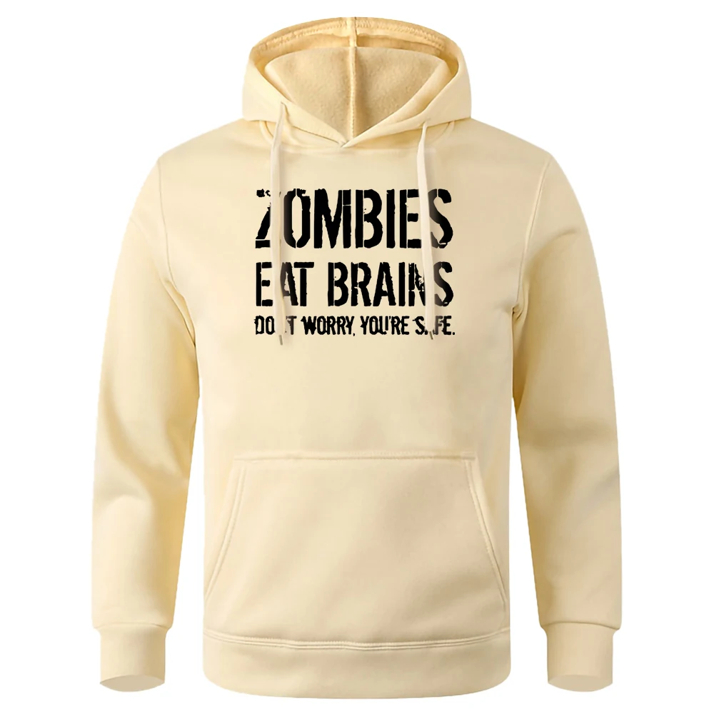 

Zombies Eat Brins Don'T Worry Printing Men Hoodie Warm Brand Streetwear Comfortable Casual Hoody Oversized Fleece Men'S Hoodies