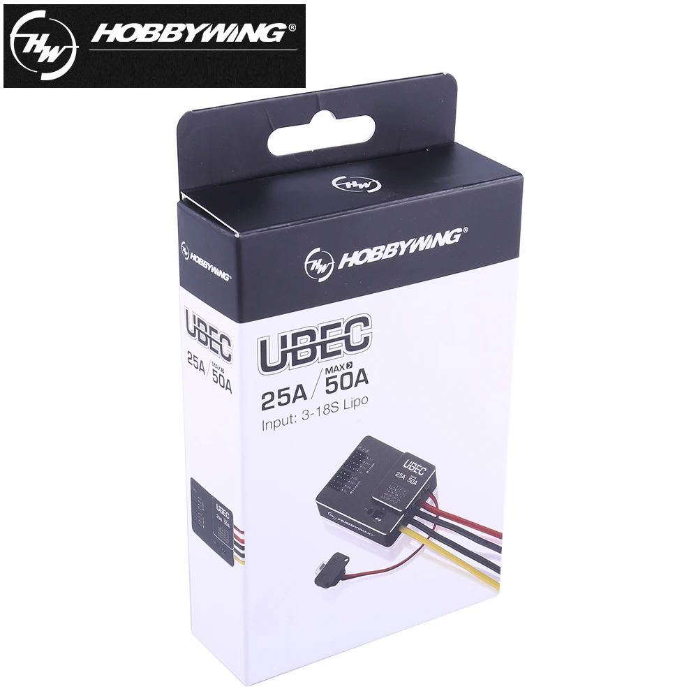 Hobbywing-Interruptor externo ajustable para Dron cuadricóptero, 25A-50A, DC-DC, 3-18S, HV, UBEC, 8 canales de salida, 5,0 V/6,0 V/7,4 V/8,4 V