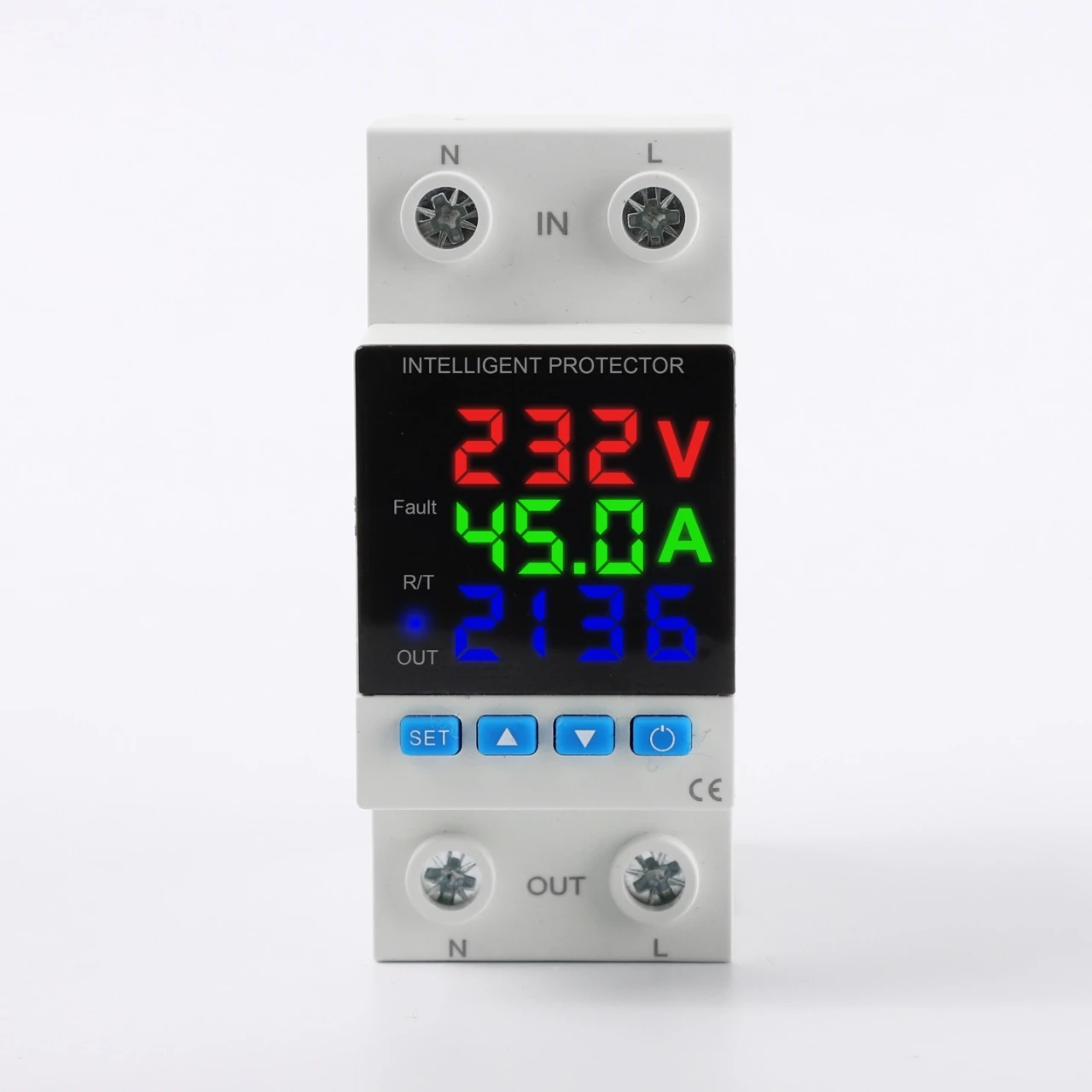 3PCS 2p 63A 220V Adjustable Overvoltage Undervoltage Overcurrent Protector Kwh Power Watt Energy