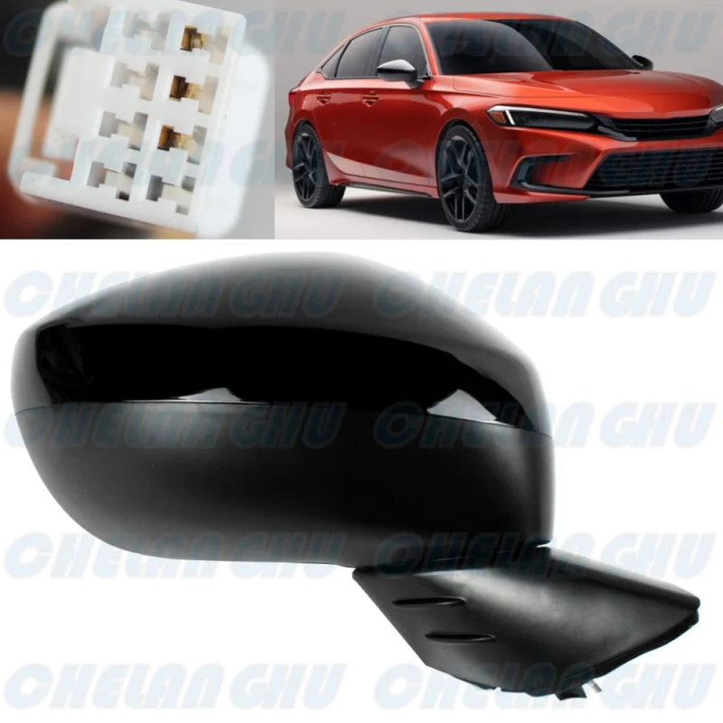 

For Honda Civic 2022 2023 Right Side 3 Pins Black Painted Power Adjust Mirror Assembly 76208-T20-A21