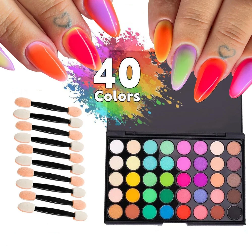 1 scatola 40 colori Y2K evidenziatore pittura per unghie miscelazione decorazione per unghie nail art polvere glitter opaca e effetto glitter sfumatura nail art