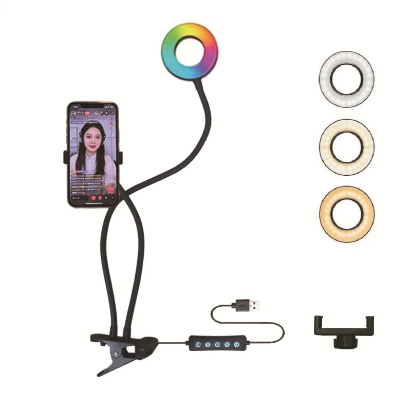 3.5 Inch Long Arm Clip Fill Light Flexible Hose Design 3 Color Temperature Desktop Lamp for Nail Tattoo & Reading