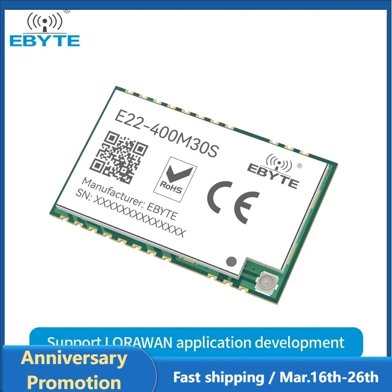 SX1268 433MHz Wireless Module Development Board RF 32M High-Precision TCXO 12000m EBYTE E22-400M30S IPEX Stamp Hole Antenna SPI