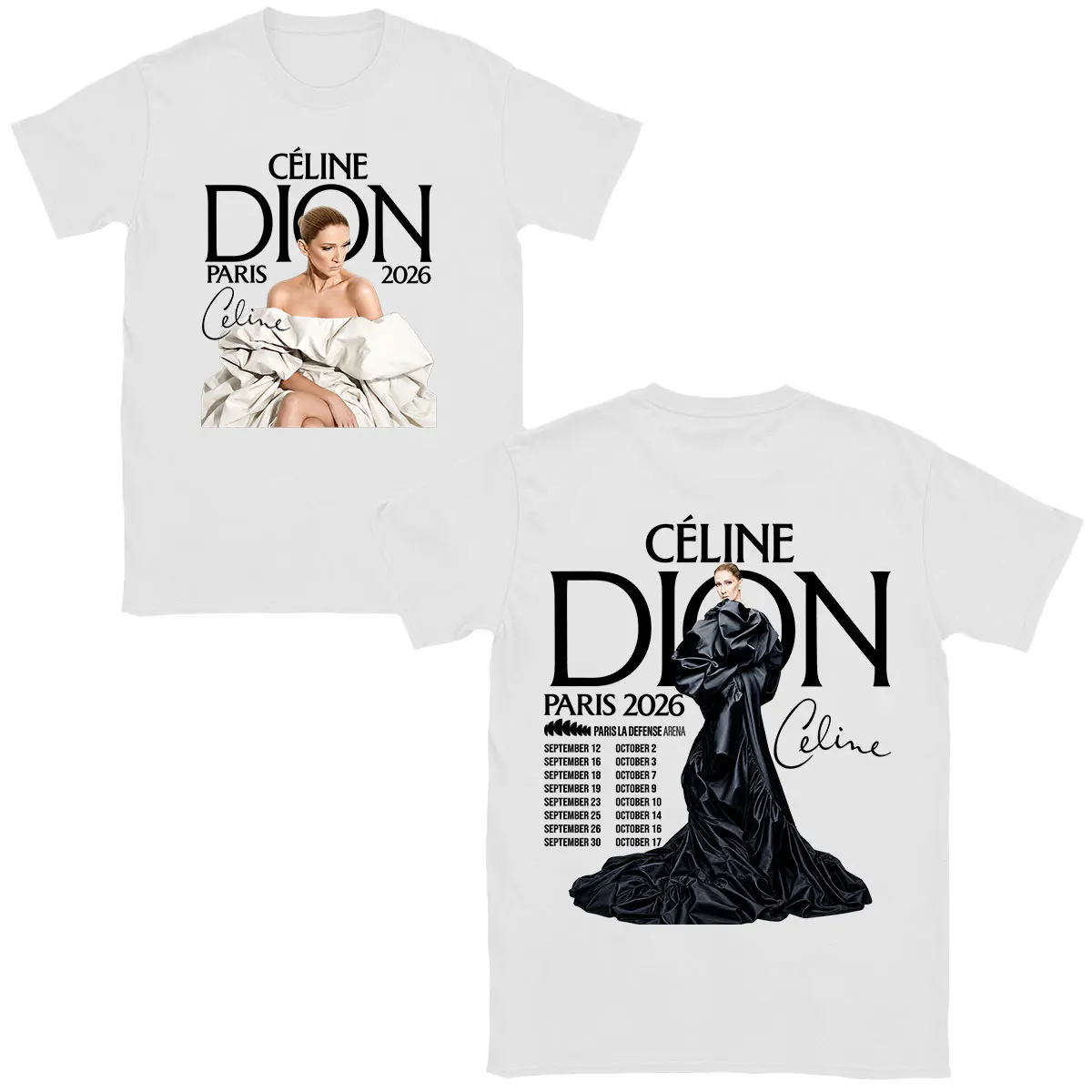Celine Dion Paris 2026 Tour Date Merch T-shirt Fans Gift Men Women 100% Cotton Casual Oversized Short Sleeve T Shirts Streetwear