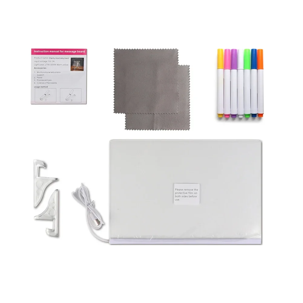 Transparent LED Acrylic Note Board Illuminated Dry Message Board With Stand Clipboard Message Board Replacement Parts