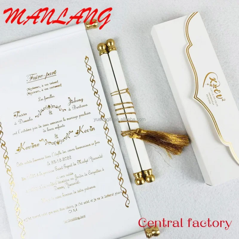 Custom  2023 Scroll Invitation Card Business Invitation Card Wedding Invitations Luxury with Elegant Box
