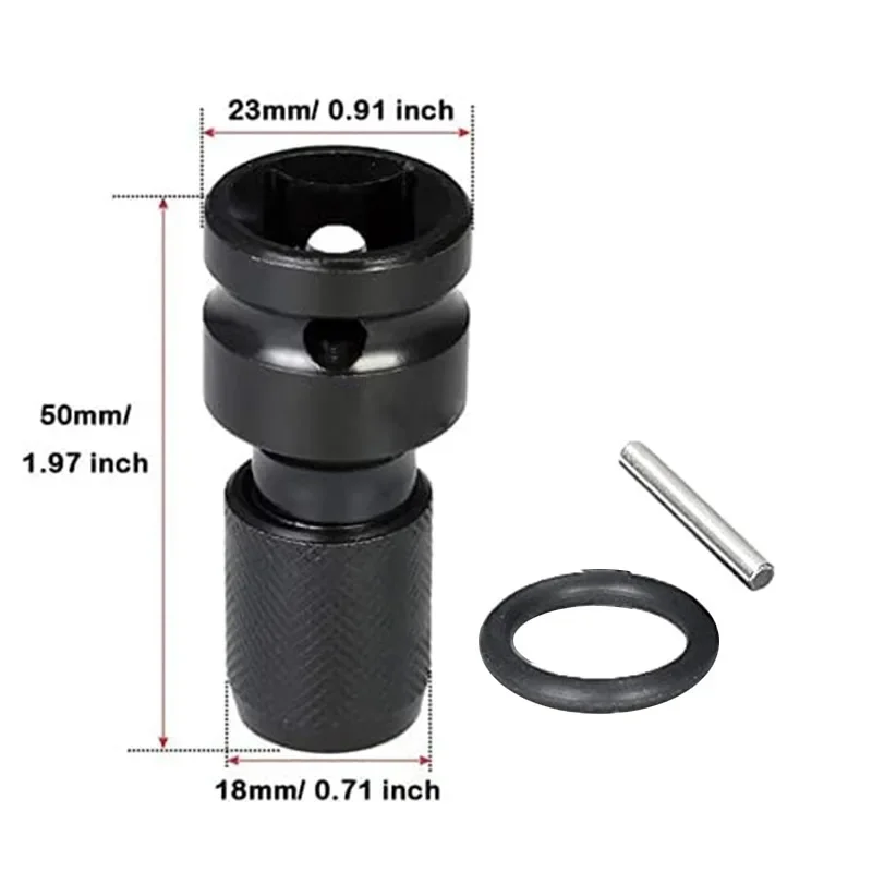 1pcs 1/2 Inch Square Drive to 1/4 Inch Hex Socket Adapter Converter Chuck Adapter for Impact Air and Electric Wrench