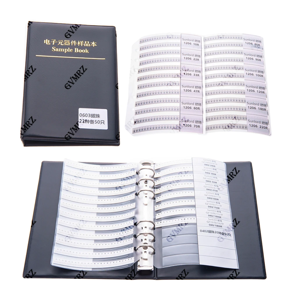 0402 0603 SMD Ferrite Bead Inductance Sample Book Magnetic Laminated Sheet Magnetic Beads Inductance Book Sample Kit 0805 1206
