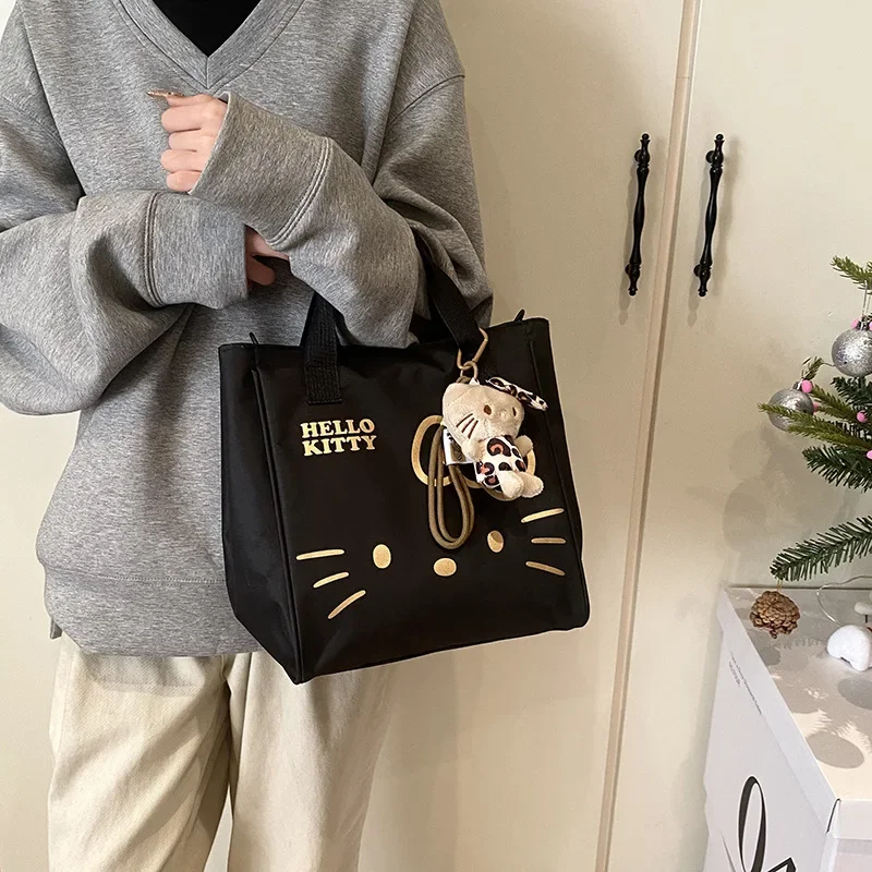 

Hello Kittys Cosmetic Bag Girl Handbag Large Capacity Cute Sanrios Tote Bag All-Match Nylon One Shoulder Crossbody Work Package