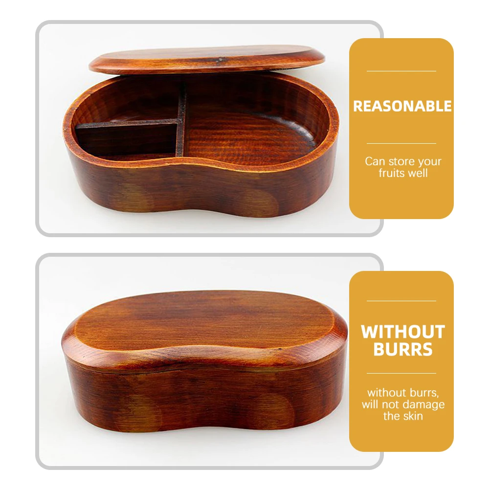 

Wooden Lunch Box Food Container Bento Case Smooth Edge Compartment Design Detachable Student Office Worker Camping