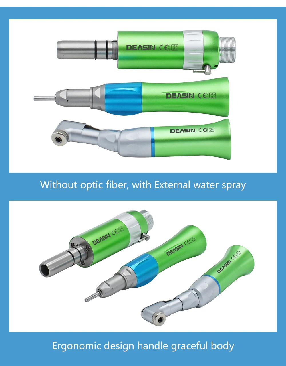 Colorful External Water Spray Low Speed Handpiece Kits E-type Air Turbine