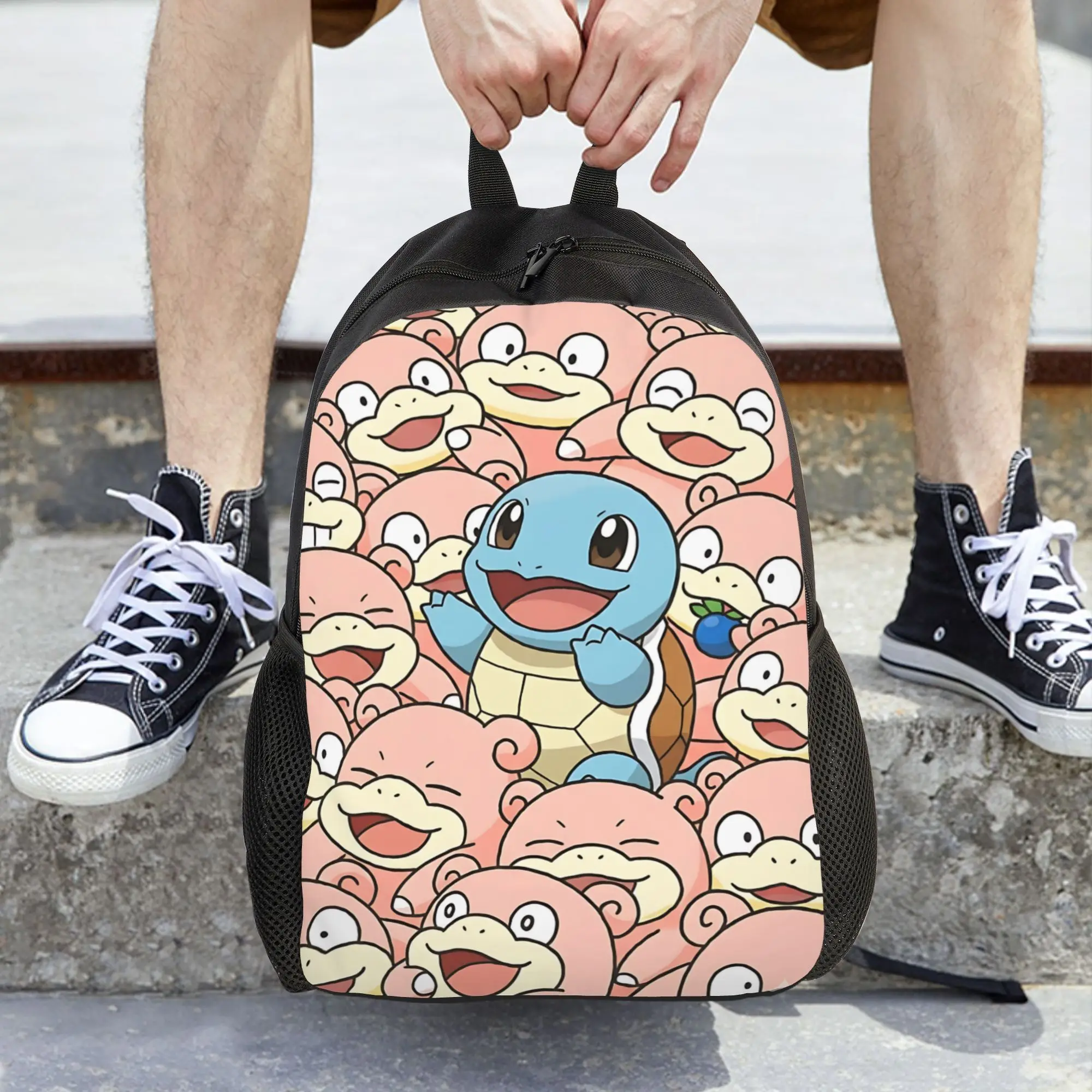 Fashion Cartoon Pokemon Theme Backpack ita bag  mochila Vintage Travel Zipper Closure Rucksack