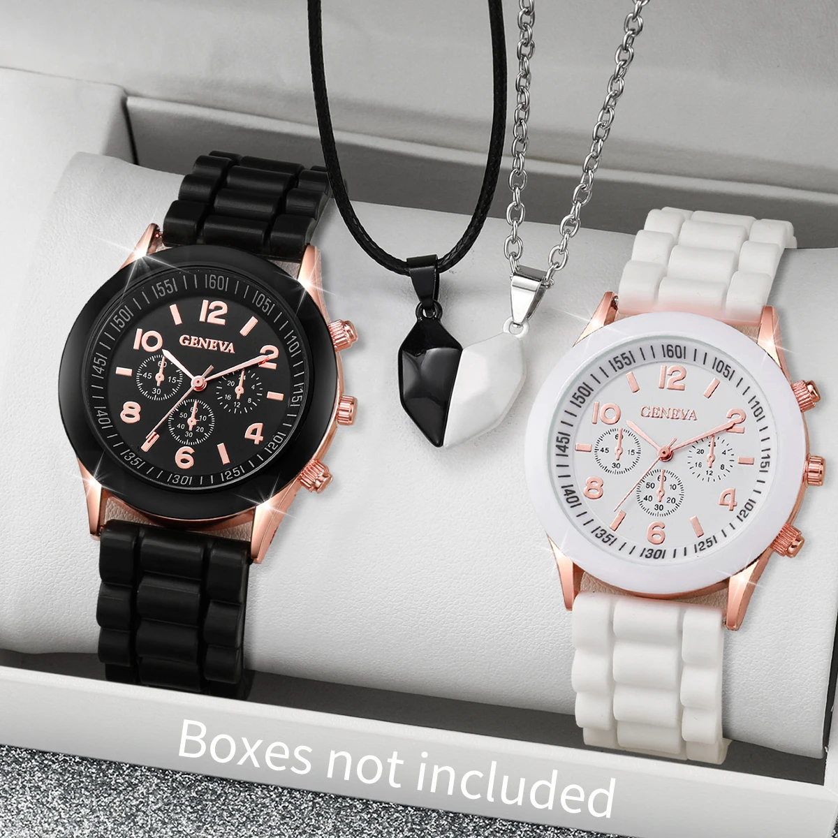 4 Pcs Fashion Couple Watches Casual Set Female Silicone Bracelet Male Wrist Watch Quartz Watch Female (Without Box)