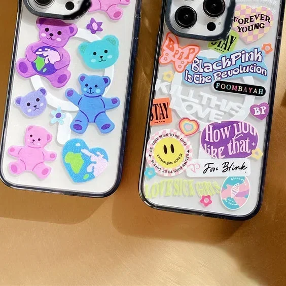 MagSafe Acrylic Bear Phone Case Cover for IPhone 12 13 14 15 Pro Max Case for IPhone 15 Pro Max