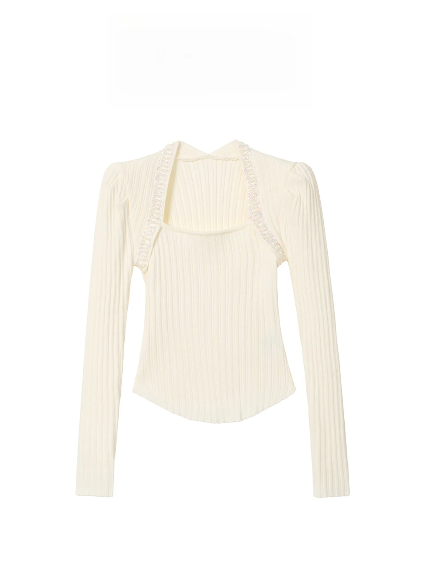 

Модный вязаный свитер AZZHEN с квадратным вырезом, женский, приталенный, белый, с длинными рукавами, в корейском стиле, из полиэстеровой смеси, зимняя одежда