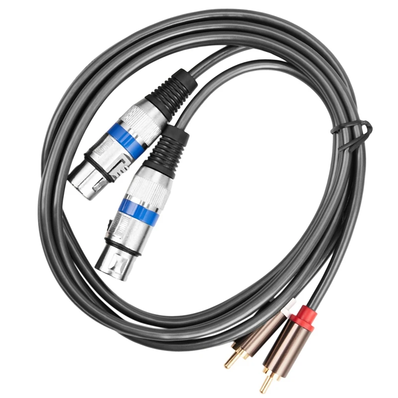 RISE-2X Hifi Audio Cable 2 Rca Male To Xlr 3 Pin Female Mixing Console Amplifier Dual Xlr To Dual Rca Shileded Cable 1.5M