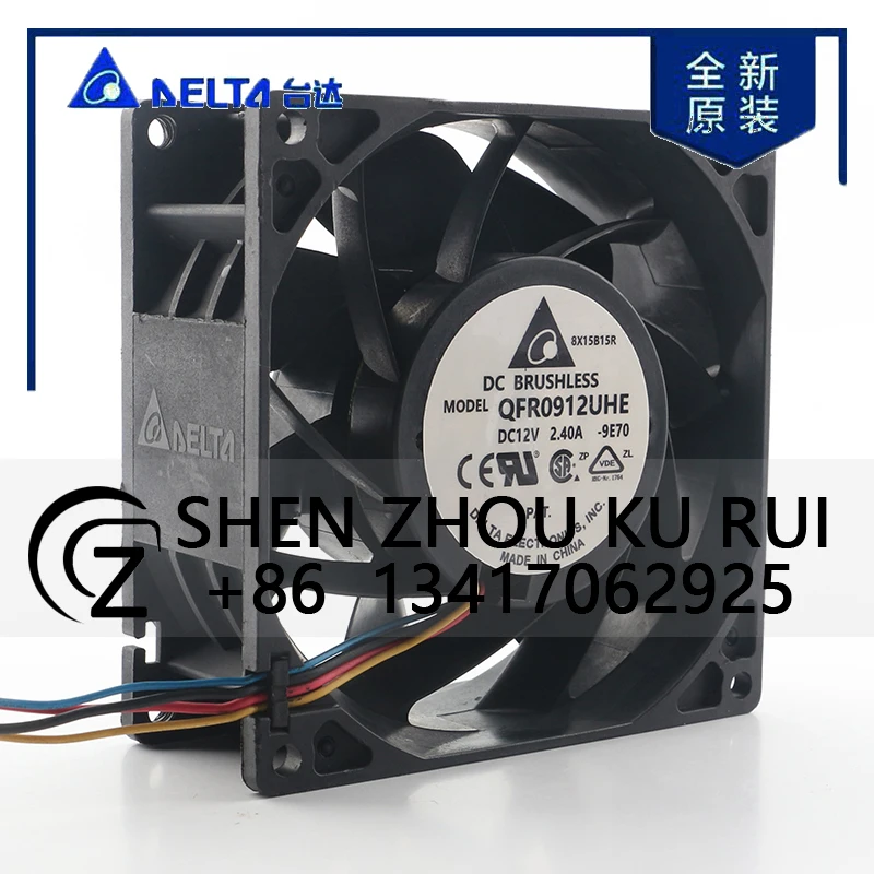 Delta 5V 24V 48V DC 12V 2.40A AC EC 9038 90X90X38MM 9CM Four-wire Temperature Control Violent Air Volume QFR0912UHE Cooling Fan