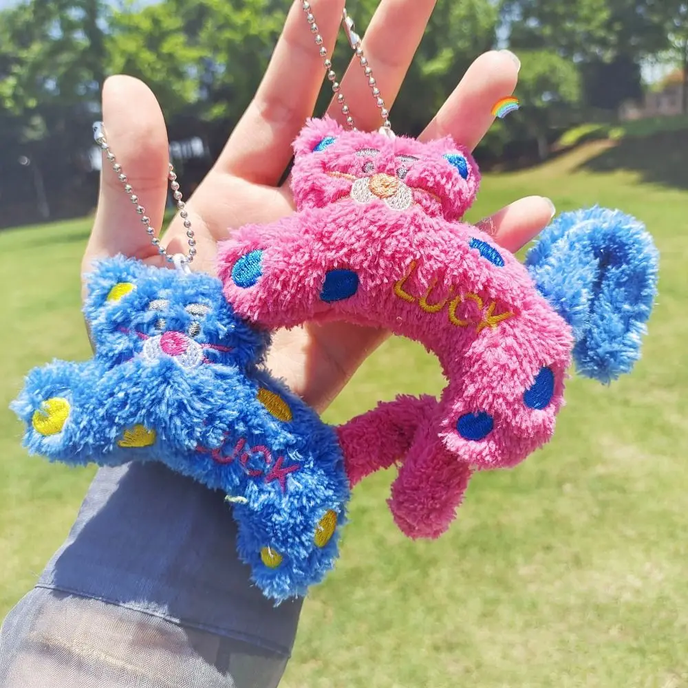 Porte-clés de poupée de dessin animé créatif, porte-bonheur, chat à pois, poupée en peluche, pendentif de dessin animé