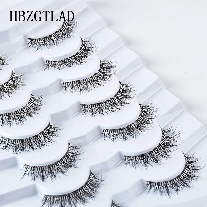 New 5/7/10 pairs Mink Eyelashes Clear Band Eye Lashes Crisscross Transparent Band False Eyelashes Handmade Natural Upper Lashes