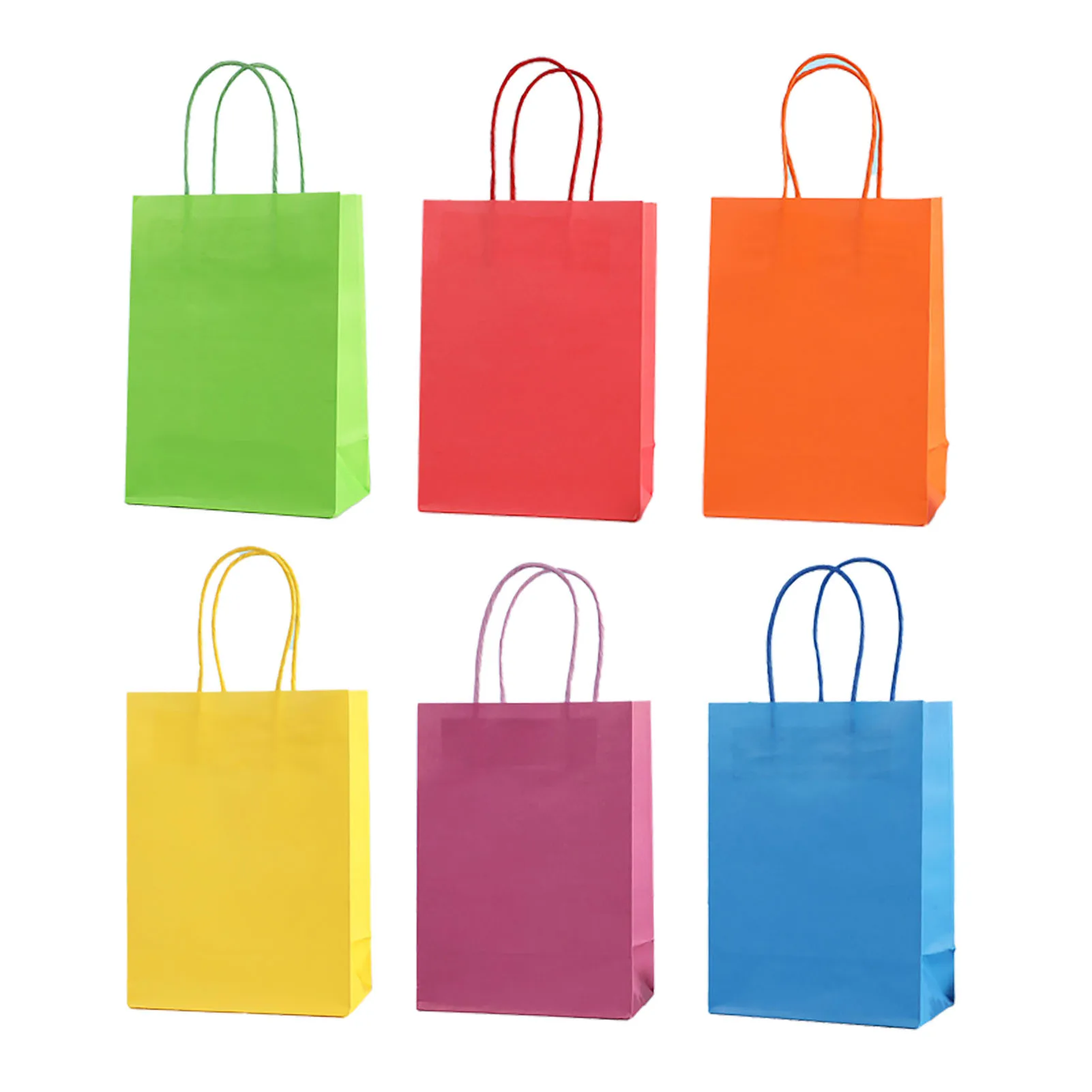 24Pcs Colorful Paper Bags Portable Packaging Gift Bag Accessories For Shopping Birthday Parties