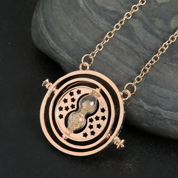 New Harried Time Necklace Timer Hourglass 360 Rotatable Potters Cosplay Props Astronomical Time Converter Magic School Fans Gift