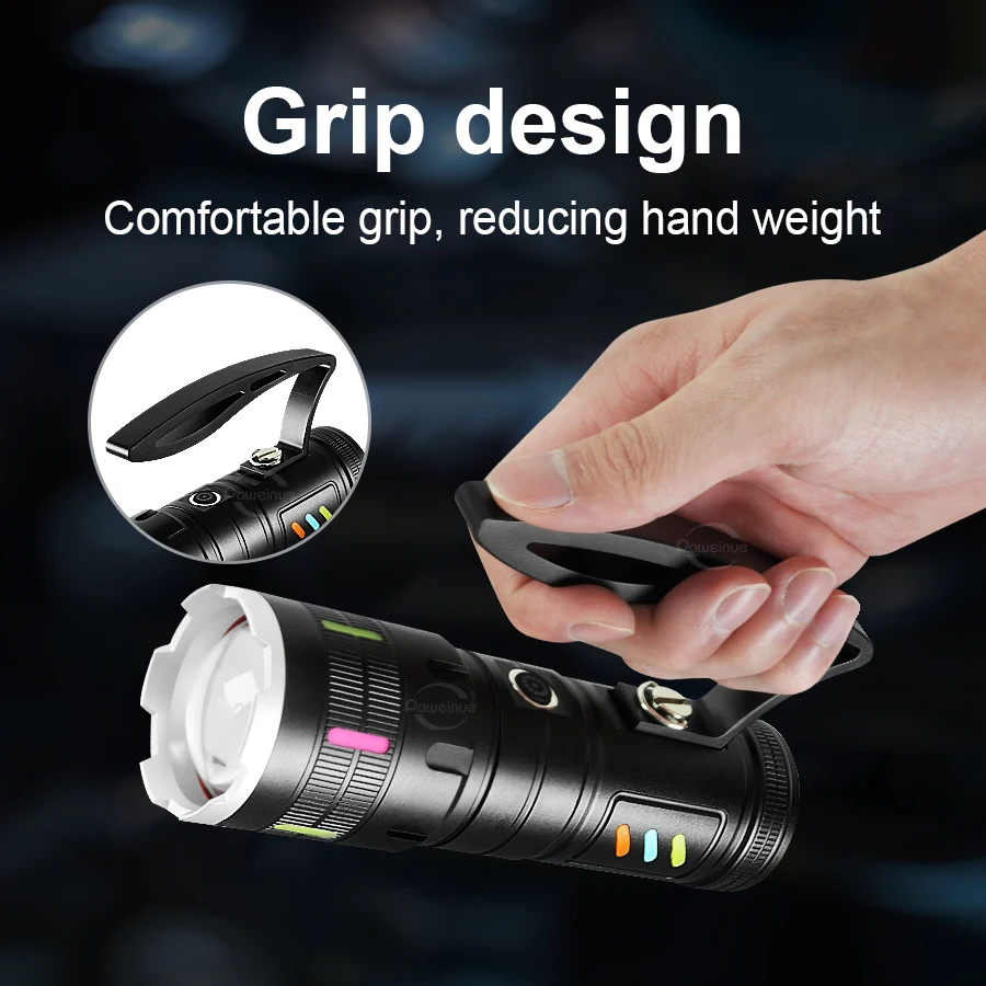 Super Power Rechargeable LED Tactical Flashlight Aluminum Alloy Telescopic Zoom Torch Lamp for Outdoor Camping Fishing Lantern