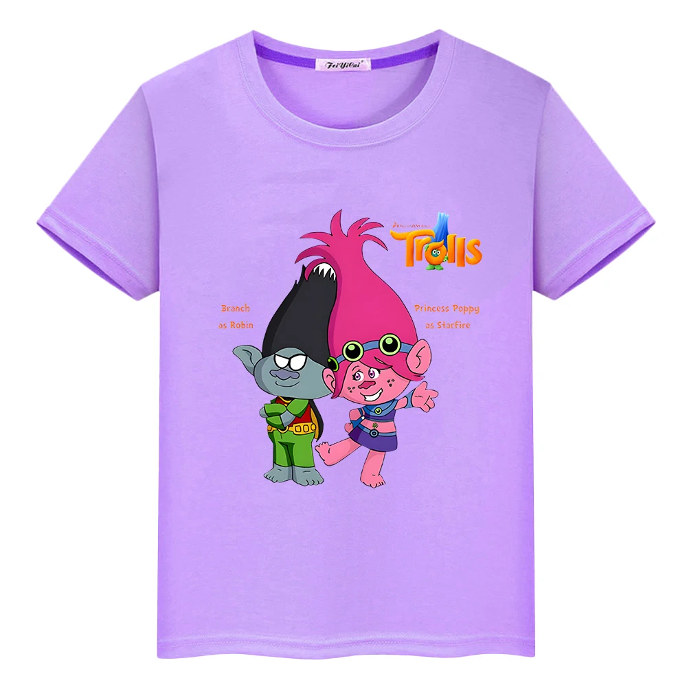 

Fantasia Balloon Trolls t shirt for kids boy 10 years y2k one piece Trolls 100%Cotton anime Tees Short Kawaii Tops girl clothes