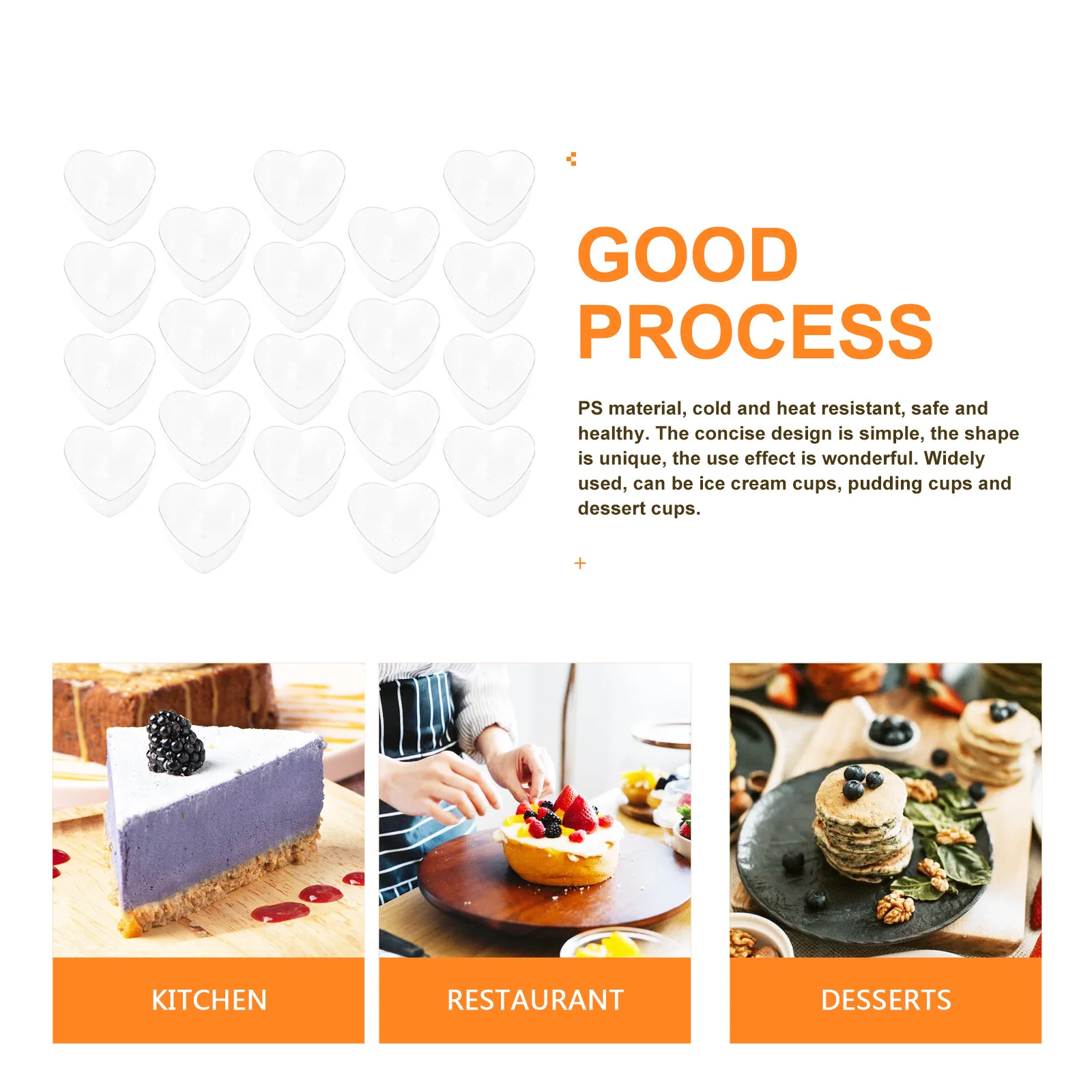 

20Pcs Small Heart Dessert Cups Thick Plastic Mousse Cups for Party Ice Cream Pudding Yogurt Jelly Storage Reusable