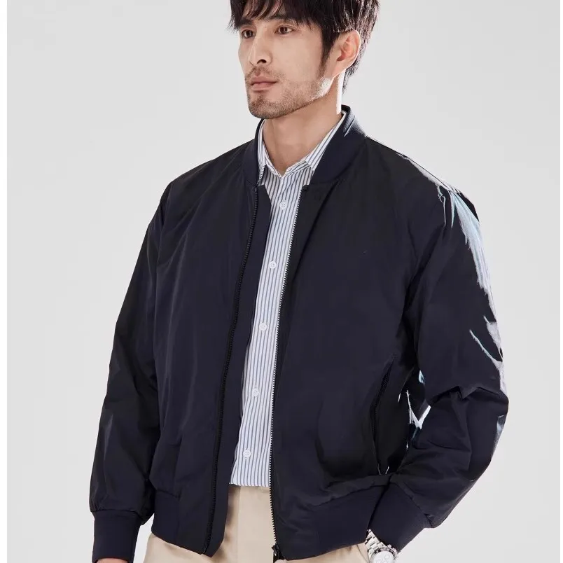 

High-End Lightweight Luxury Cotton Busin Jaet Comfortable Breathable Casual Loose Fit Men's Baseball Collar Pilot Jaet