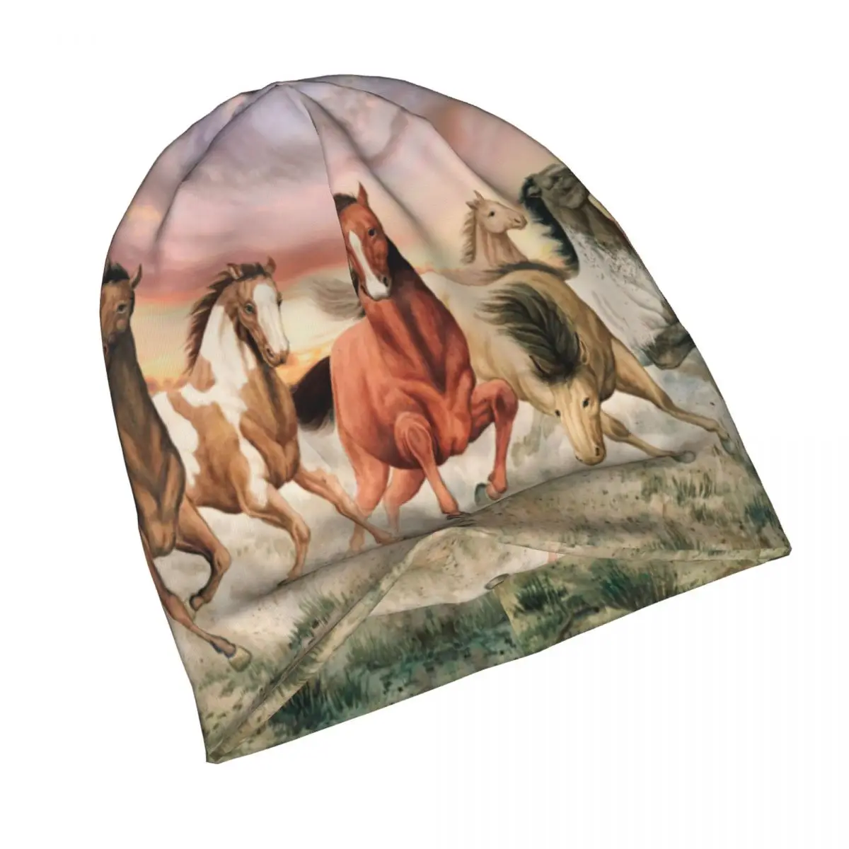 Skullies Beanies Caps Galloping Horses Art Culture Running Thin Hat Autumn Spring Bonnet Hats Men Women's Unisex Ski Cap