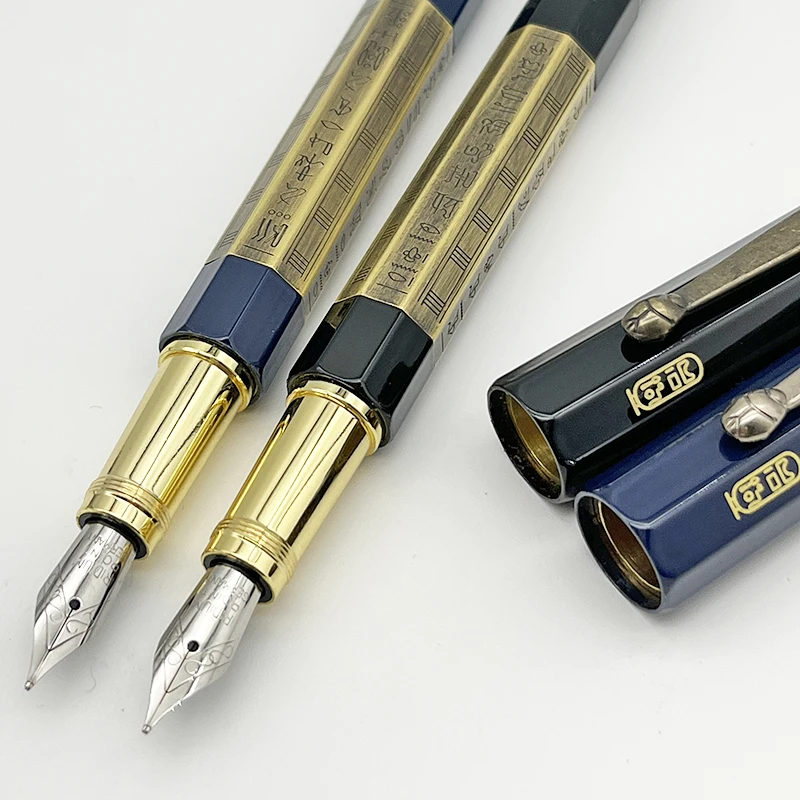 YAMALANG Luxury Fountain Pen Limited Edition Unique Egypt Style Letter Carving Classic Office Supplies With Serial Number