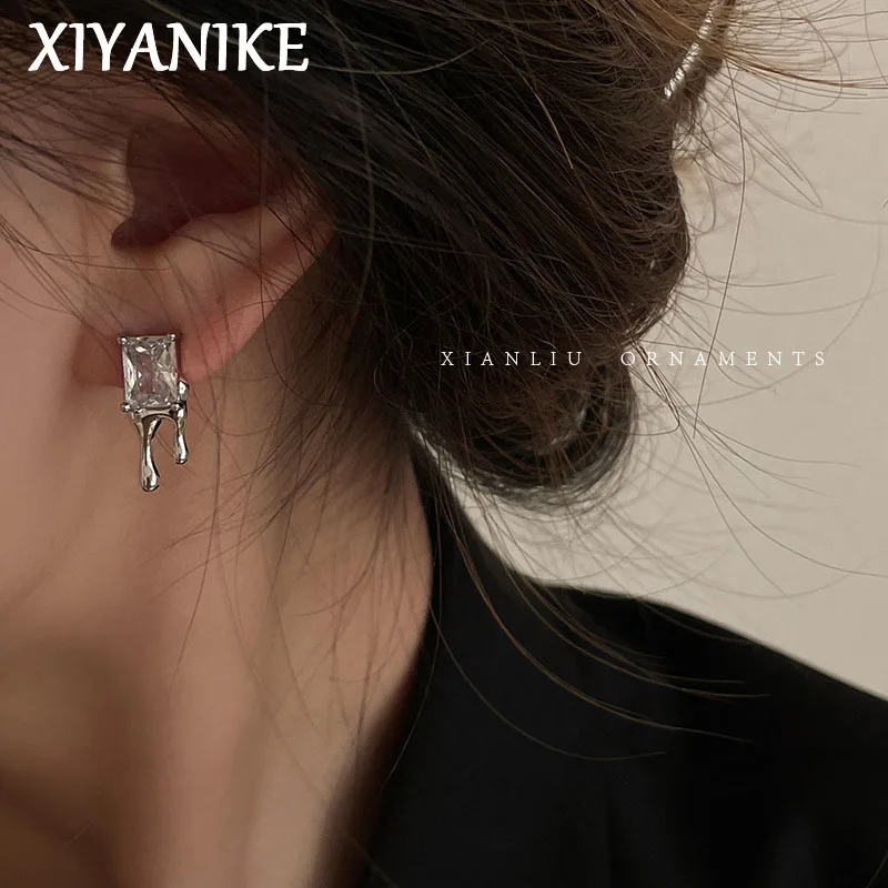Xiyanike sexy lava quadrado zircão brincos para mulheres menina de luxo nova moda vintage orelha jóias festa presente pendientes mujer