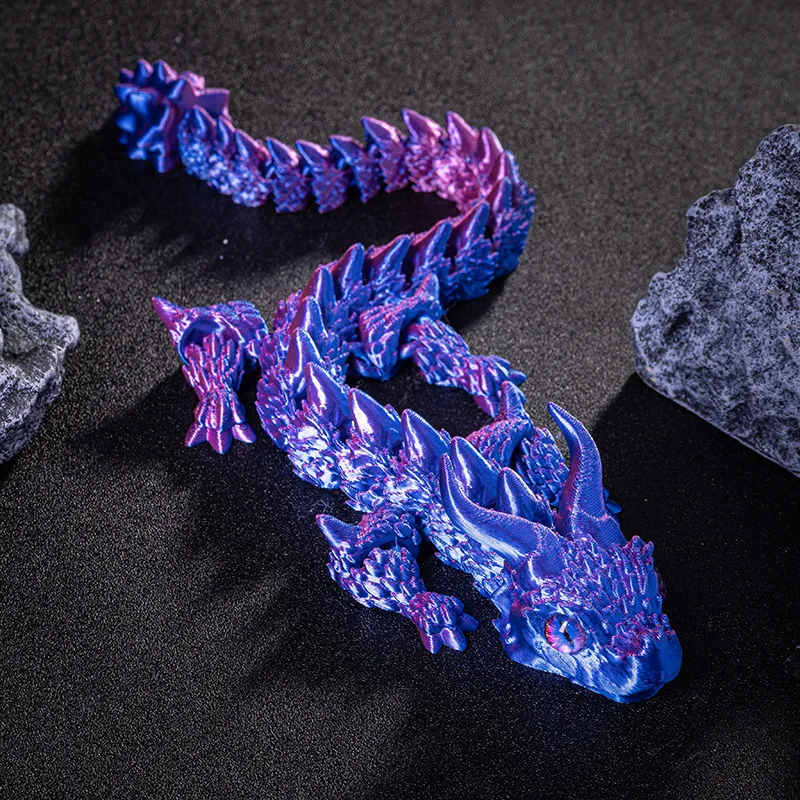 Impresión 3D, simulación exquisita de ojo, dragón de doble cuerno, tesoro, figura creativa, adorno, dragón de cuernos grande de 23,5 cm