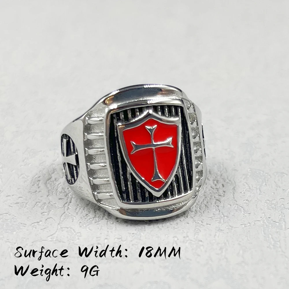 silver color Rider Motorcycle Style Unisex 316L Stainless Steel Cool Ride To Live, Live To Live Cross Red Classic Biker Ring