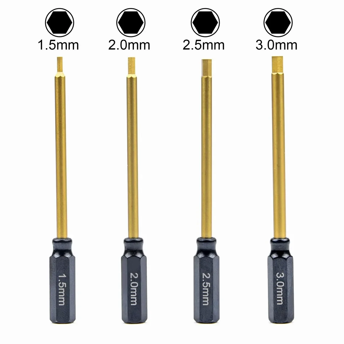 4pcs Metal Hexagonal Wrenches Screw drivers Drill Bits 1.5mm 2.0mm 2.5mm 3.0mm 1.5/2.0/2.5/3.0mm for RC Car Multirotor Tools