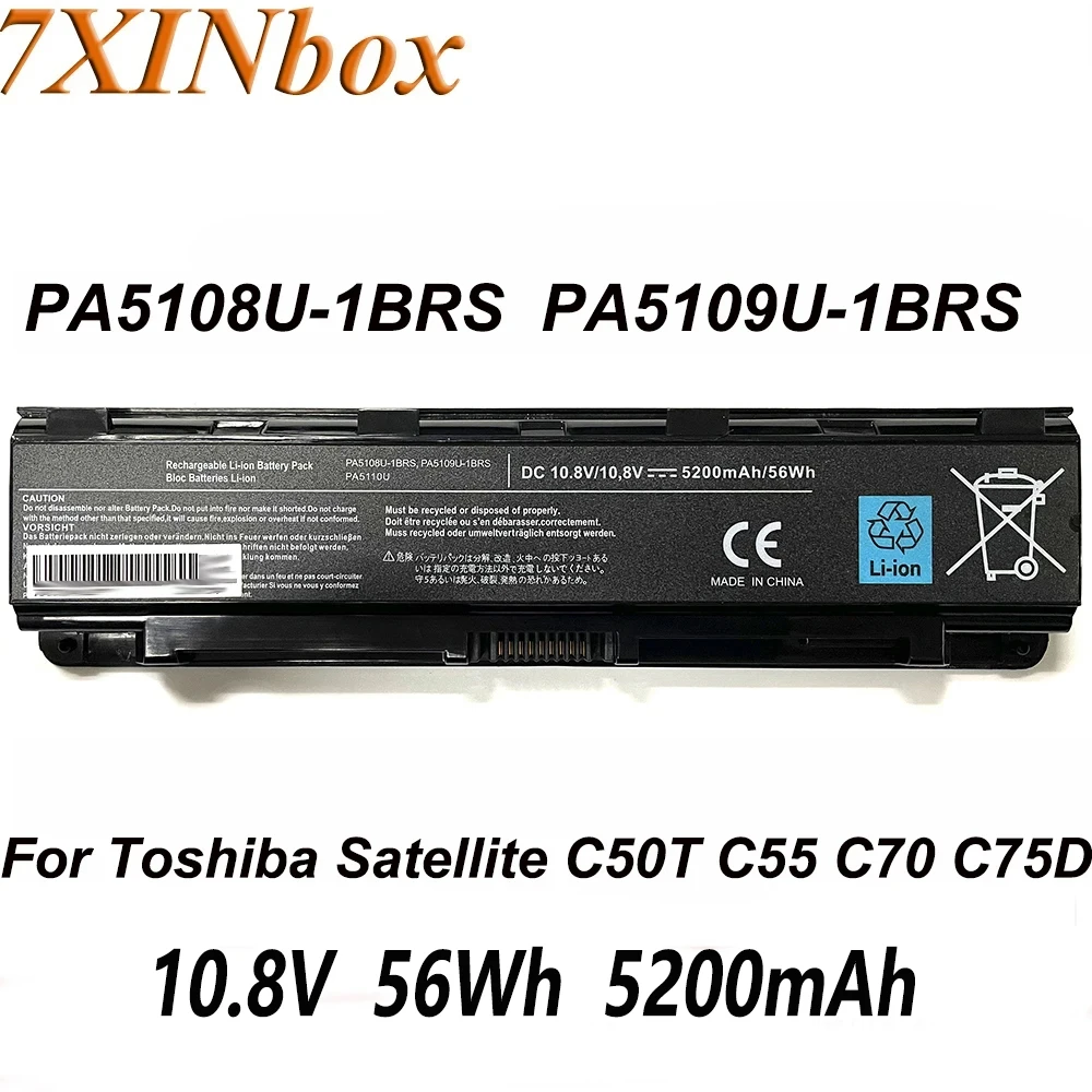 Laptop Battery 10.8V 5200mAh PA5108U-1BRS For Toshiba Satellite C50T C55 C70 C75D PA5110U-1BRS PA5109U-1BRS PABAS271 PABAS272