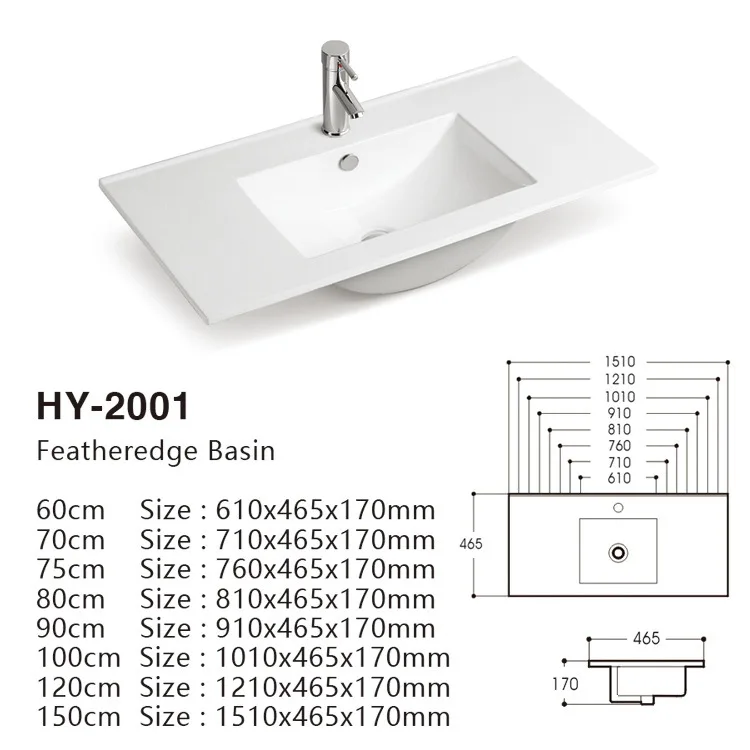 Ceramic wash Thin edge basin Bathroom cabinet Ceramic integrated  Easy to clean Glazed table  CE certification